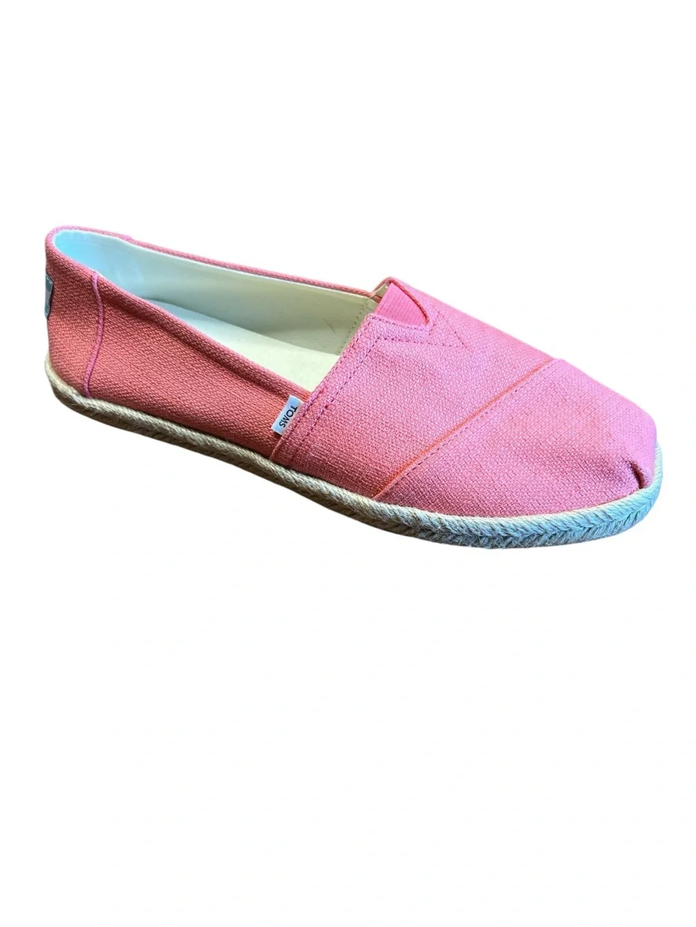 Toms Alpargata Size 8 Peach Textured Woven Rope Espadrille Slip on  New